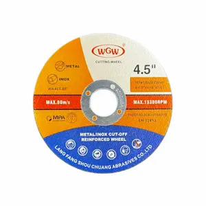 Режущий диск WGW Сертифицированный MPA ISO9001 T41-115x1.2x22.23mm, резка металла диска из оксида алюминия быстрая